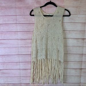 Papaya Weekend‎ Long Knit  Fringe Too Size Large